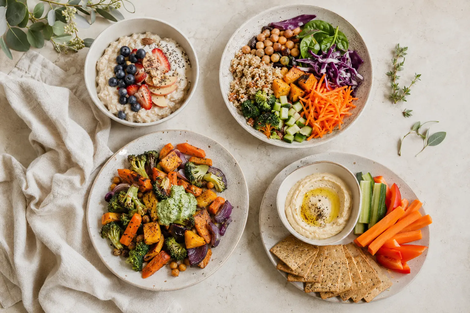 Four colourful meal ideas for breakfast, lunch, dinner and snacks